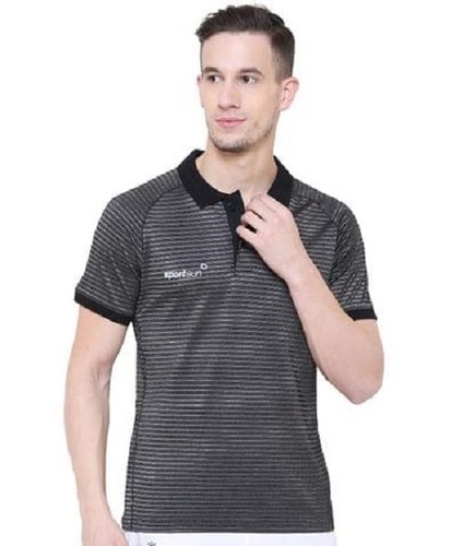 Black Dobby Jacquard Mens Polo T-Shirt - Age Group: 18+