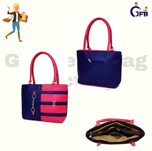 Pink And Blue Color Ladies Handbag