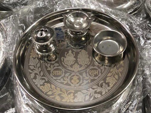 Polish Stainless Steel Pooja Thali