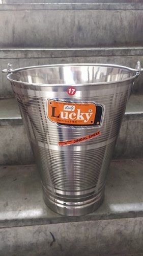 Silver Round Shape Stainless Steel Bucket