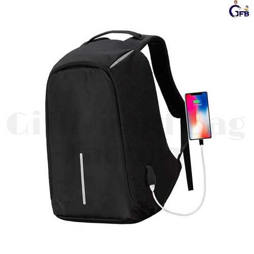 Black Anti Theft Bag With Usb For Laptop