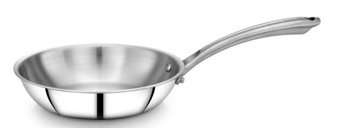 Silver Non Sticky Triply Fry Ss Pan