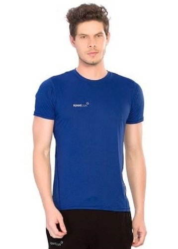 Royal Blue Round Neck Plain T-Shirt - Age Group: 18+