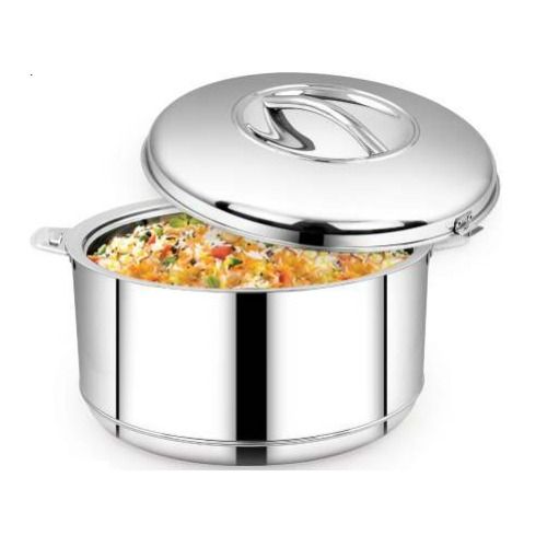 Silver Wide Space Round Stainless Steel Casserole