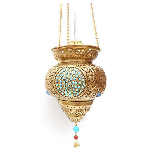 Multicolor Electric Brass Hanging Lamp