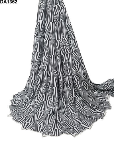 Fancy Black & White USA Crepe Digital Print Fabric Unstitch Material for Womena  s Clothing (2.5 Meter Cut, 58" width)
