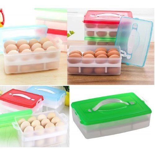 Plastic Double Layer 24 Eggs Storage Box