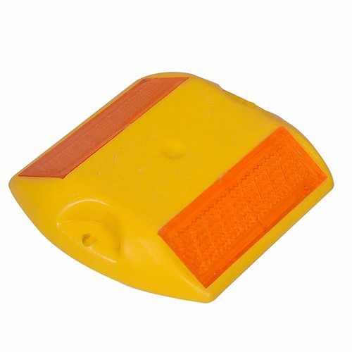 Road Reflector, Orange Plastic Reflective Studs Road Safety Base with Reflector, Set of 5 Pieces