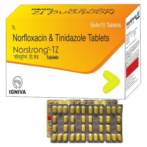 Norfloxacin and Tinidazole Tablets - Pack of 5x4x10 Tablets