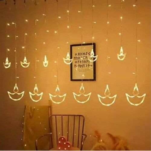 Multicolor Plugin And Color Changing Type Ac Powered Curtain Diya Led Lights 