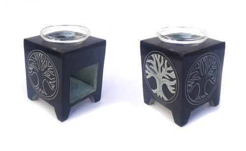 Black Soapstone Square Incense Burner