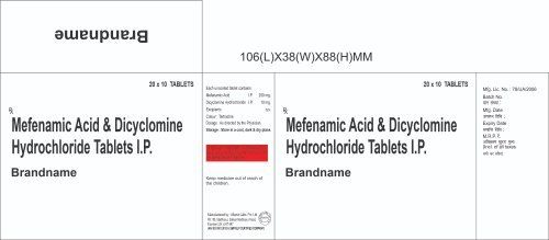 Mefenamic Acid And Dicyclomine Tablets Generic Drugs