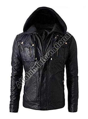 Mens Hooded Leather Jacket Age Group: Adult