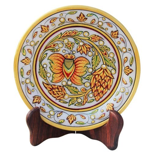 Round Multicolor Marble Decorative Plates - Color: Multi Color