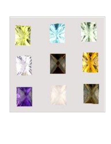 Checker Top Princess Back Lazer Cut Square Natural Gemstones (12mm)