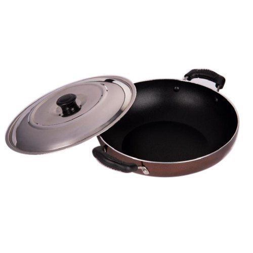 Black Non Stick Kadai With Lid With Non Stick Coating