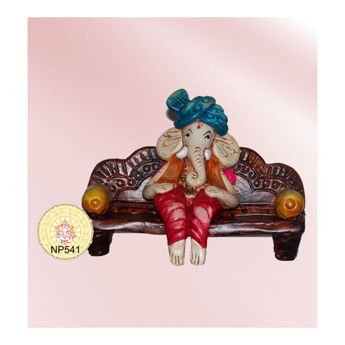 Light Weight Coated Surface Ceramic Made Worship And Decorative Lord Ganesha Statue