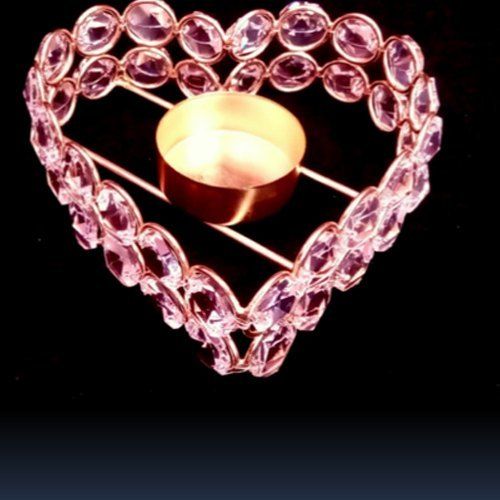 Polishing Heart Shape Crystal Candle Holders