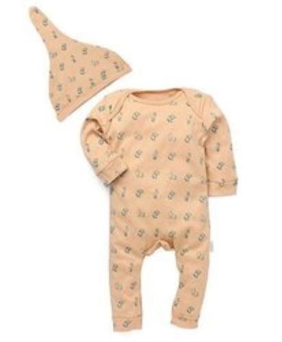 Organic Baby Jump Suit Printed With Cap