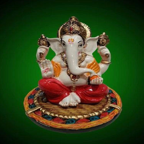 साफ करने में आसान, वास्तव में आकर्षक सुंदर चित्रित और लेपित फाइबर सोने की गणेश प्रतिमा