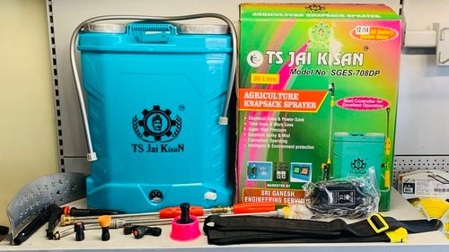 TS Jaikisan SGES-708 DP 12V/14AH Battery Operated WITH 8LPM Double Motor Agricultural Knapsack Battery Sprayer, Tank Capacity 20 L Backpack Sprayer