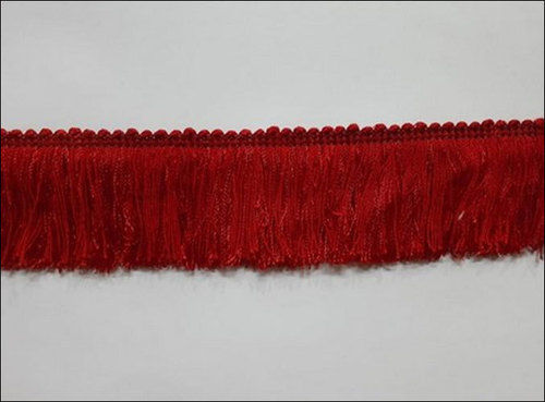 Red Cotton And Staple Brush Fringe