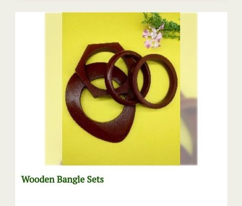 Health Brown Color Natural Wooden Bangle Set