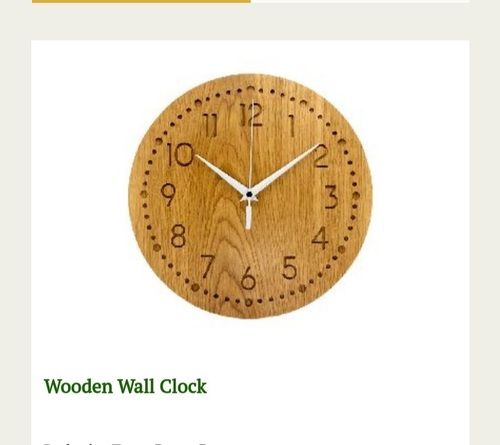 Brown Color Natural Wooden Wall Clock