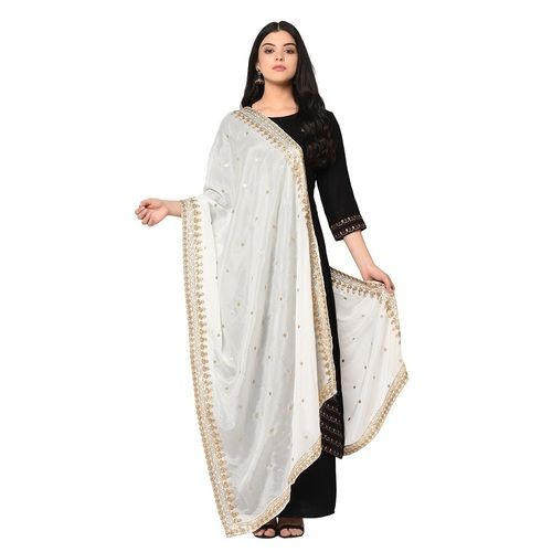 Crepe Chiffon Dupatta - Color: White