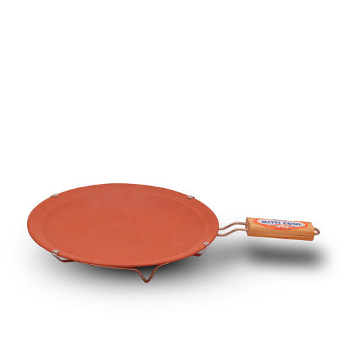 Clay 9 Inch Earthen Simple Tawa With Handle