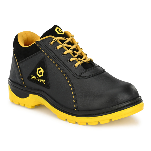 Custom Graphene Leather Steel Toe Yellow Safety Shoes, Rn-508-07, Size: 7