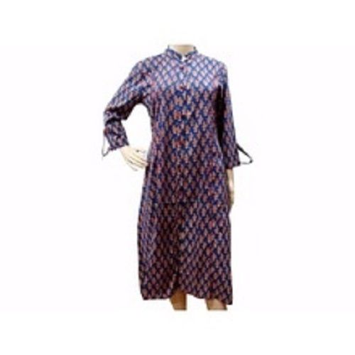 Ik-06 Printed Cotton Long Kurta For Ladies, Beaded Technics, Supreme Quality, Full Sleeve, Excellent Design, Comfort Look, Very Comfortable, Ethnic Wear