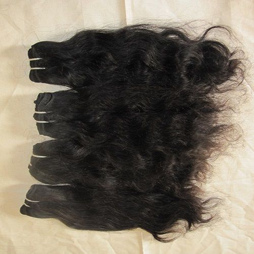 Natural Black And Brown Wavy Temple Virgin Hair