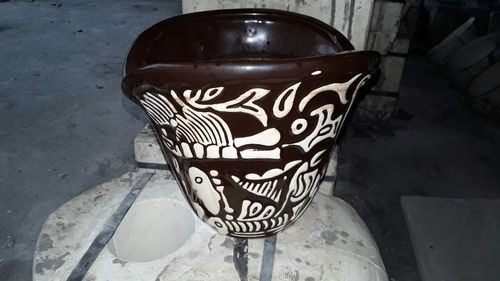 White and Brown Designer Ceramic Pot