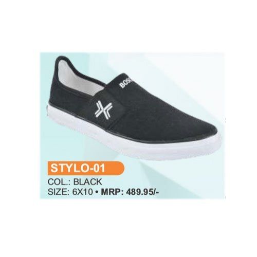 Breathable Mens Black Casual Slip On Shoes