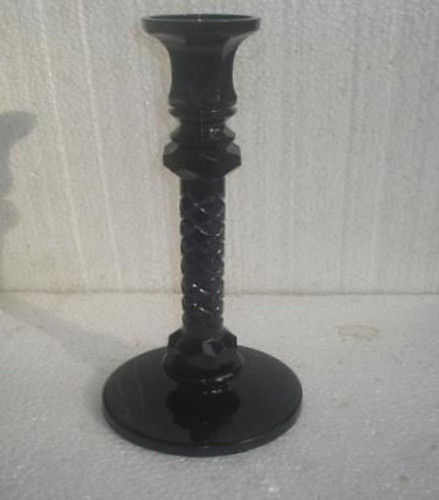 Round Black Glass Candle Holder