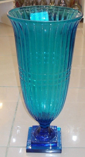 Transparent Blue Glass Candle Holder