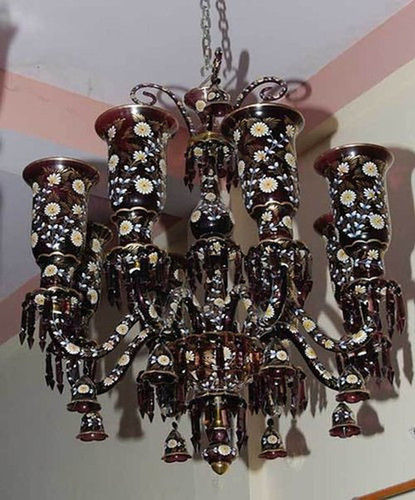 Ceiling Mounted Cut Glass Chandelier