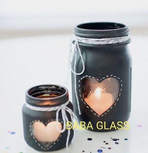 Decorative Black Glass Jar (500 ML)