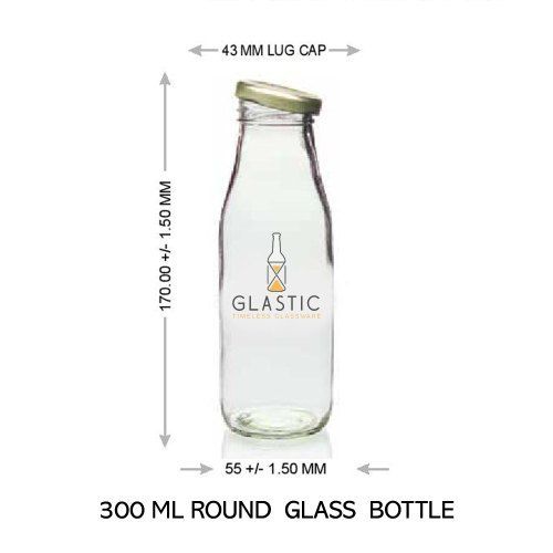 Round Transparent Glass Bottle (300 ML)