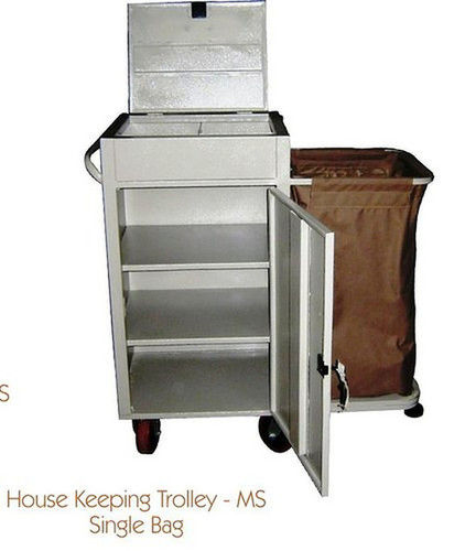 Stainless Steel Housekeeping Trolley With Single Bag