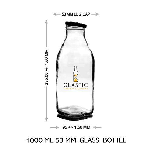  पारदर्शी कांच की बोतल (1000 मिलीलीटर) 
