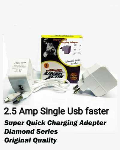 White 1M 2.5 Amp Single Usb Fast Charger