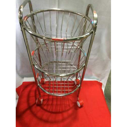 Polished Type Round Shaped Stainless Steel Fruit Trolley