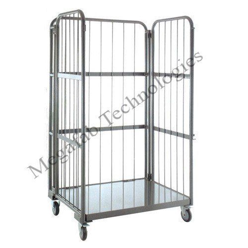 Silver Color Stainless Steel Material Strong And Durable Cage Trolley