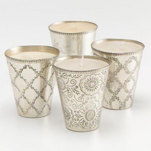 Antique Silver Glass Candle Holders