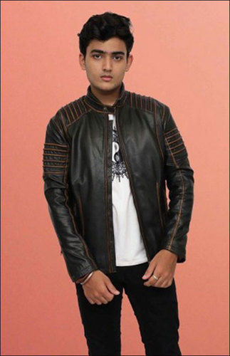 Black Dual Tone Liner Mens Leather Jacket