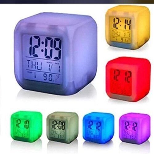 Home And Personal Use Plastic Made Square Shaped Color Changing Digital Clock