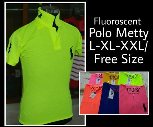  पुरुषों के लिए प्लेन पोलो फ्लोरोसेंट मैटी टी शर्ट