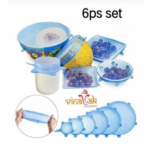 Blue Transparent Type Silicone Made Round Shaped Stretch Lids